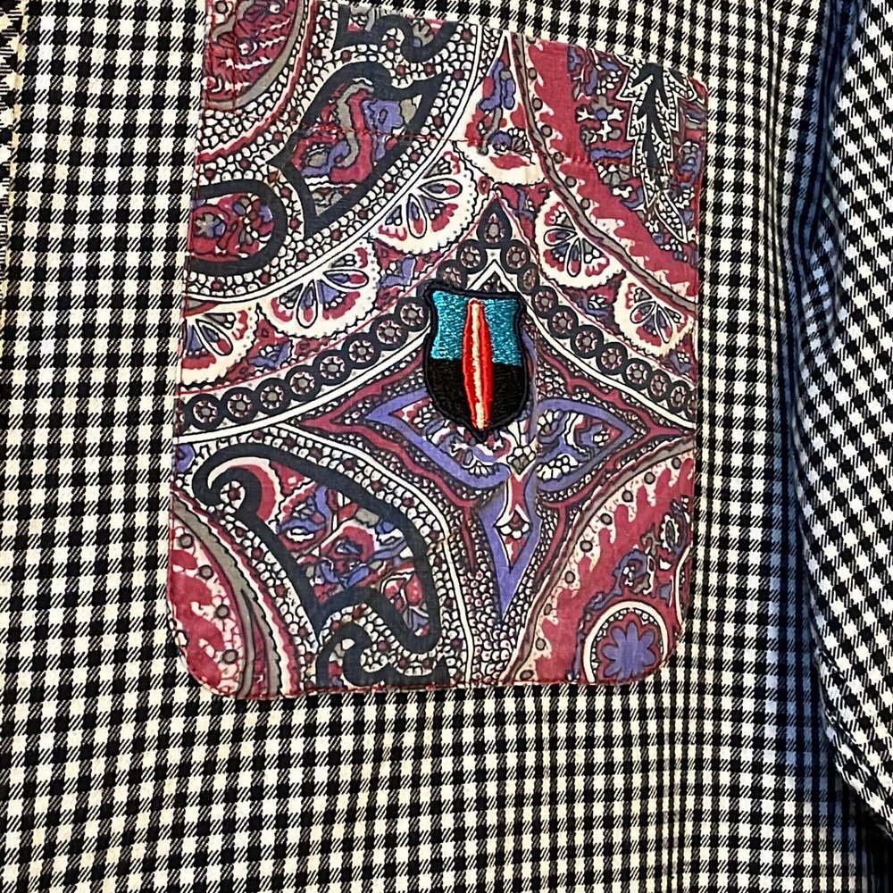 Robert Graham Medium Mens White Black Cotton Check Long Sleeve Button Up Shirt - Picture 5 of 10